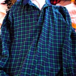 Lands' end long sleeve lined cotton plaid pullover